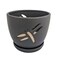 Dragonfly Matte Black Ceramic Orchid Pot and Saucer + Felt Feet-5 1/2" x 5 1/4"